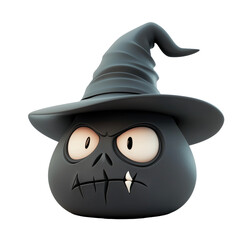 3d evil witch character on transparent background