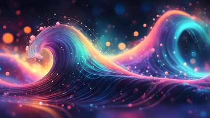 A colorful wave with a lot of sparkles and dots