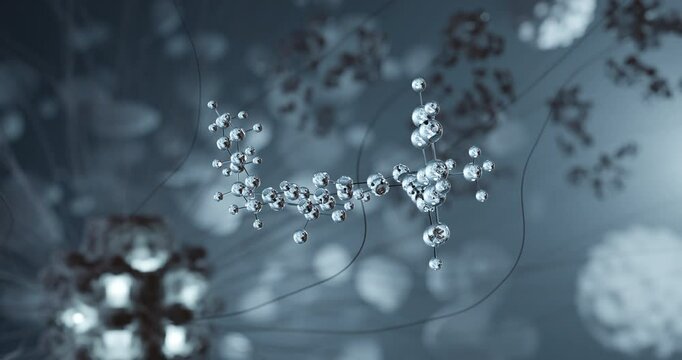 Ponatinib rotating 3d molecule, molecular structure of antineoplastic agents, seamless video