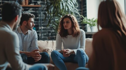 Therapeutic Group Session with People Talking About Overcoming Addictions