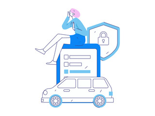 Buy insurance for car flat character vector concept operation illustration
