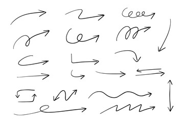 Hand drawn arrow line for highlighting text. Rounds circle Bubbles Set doodle sketch symbols on a white background. vector illustration graphic design elements