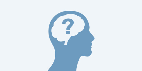 Human thinking head silhouette and brain, brain function concept design