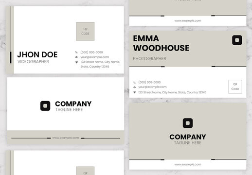 Gray And White Business Card 