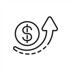 money increase icon. arrow with dollar icon. dollar increase and decrease icon. vector illustration