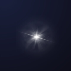 Sunlight flare effect on isolated dark background.