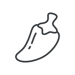 Cute chili pepper icon. Hand drawn monochrome illustration of a red hot chili pepper isolated on a white background. Vector 10 EPS.
