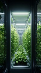 plants growing inside controlled greenhouse
