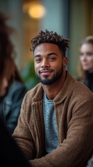Obraz premium Diverse Support Group: Compassionate Community Healing Together. Multiracial Individuals Sharing, Listening, and Comforting During Therapy. Unity in Recovery Journey, Embracing Cultural Inclusion and 