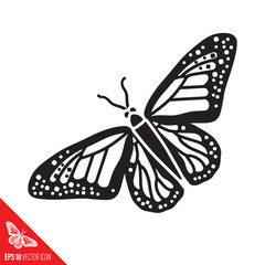 Western Monarch butterfly vector icon