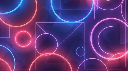 Fototapeta premium Illuminated line art pattern with clean shapes and soft neon glow for a sleek, modern look.