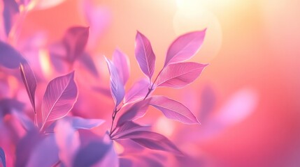Obraz premium The leave pink-themed foliage, filled with soft shades of pink, peach and lavender, creates a calming atmosphere.