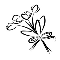 Flowers bunch bouquet  hand drawing vector graphic illustration for print and business