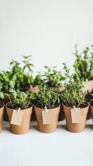 potted plants with tags in a lab