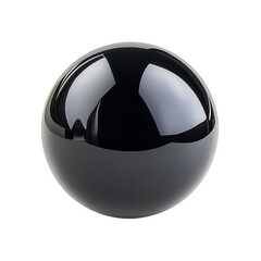 Large ball made of dark obsidian with glossy surface and deep reflections isolated on transparent background 