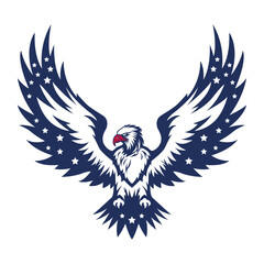 Obraz premium American flying eagle logo. Bird isolated on white background. Wild brand logo. Patriot day.