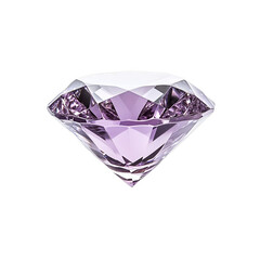 Light lavender diamond with delicate sparkle and soft reflections isolated on transparent background 