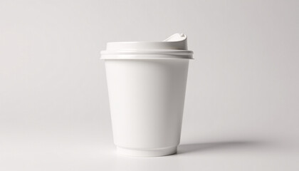 Mock up blank plastic yogurt cup with foil lid, isolated on a light background
