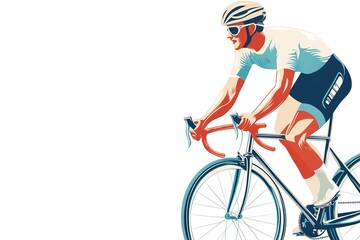 Cyclist in motion, racing bike, dynamic posture, blue and orange