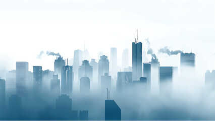 Black silhouette of a city skyline with skyscrapers and buildings against the sky