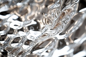 Silver liquid metal texture background. Generative Ai