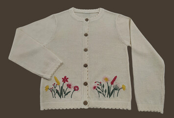 Girls Flower Floral Knitted Full Sleeves Pullover Sweater. Knit Flower Design Patterns and...