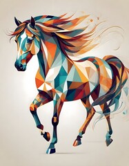 Obraz premium Geometric polygon horse showcasing vibrant colors and a stunning modern design perfect for creative and decorative projects, Generative AI.