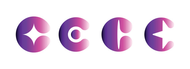 Modern gradient C logo design set, gradient business c logo design collection
