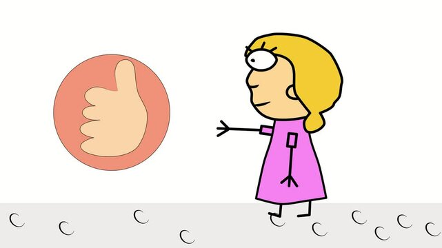 Woman shows like. Incentive for good rating. Cartoon video animation. Background  video 4k looped new