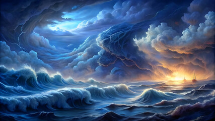 create a dramatic and intense image of a killing sea