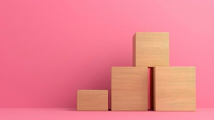 Business concept on wooden cube, bold typography, 3D illustration