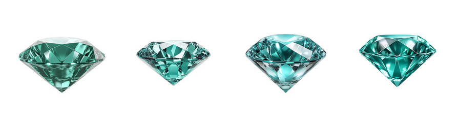 A collection of sparkling blue diamonds isolated on a transparent background, perfect for luxury, wealth concepts, or celebration themes