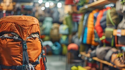 Blurred camping shop background