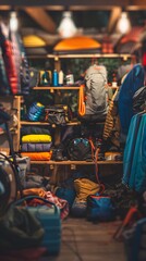 Blurred camping shop background