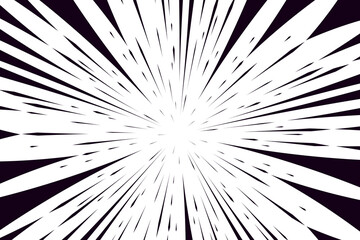 Comic book speed black lines background. Radial design for comic books and manga. Anime explosion effect. Anime art frame