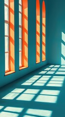 Fototapeta premium Sunlit Windows Creating Geometric Patterns in Bright Room, Capturing Serenity and Calm Atmosphere