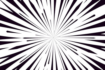 Comic book speed black lines background. Radial design for comic books and manga. Anime explosion effect. Anime art frame