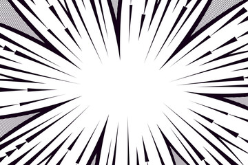 Fototapeta premium Comic book speed black lines background. Radial design for comic books and manga. Anime explosion effect. Anime art frame