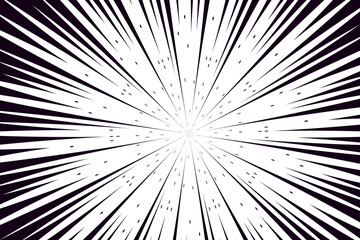 Obraz premium Comic book speed black lines background. Radial design for comic books and manga. Anime explosion effect. Anime art frame