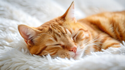 Sleeping ginger cat - Close up