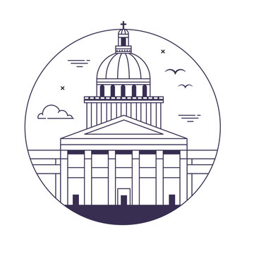 recommend clip art: Paris Pantheon Landmark Building Circle Line Icon