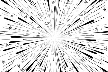 Obraz premium Comic book speed black lines background. Radial design for comic books and manga. Anime explosion effect. Anime art frame