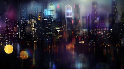 Obraz premium Abstract colorful circular bokeh with city background