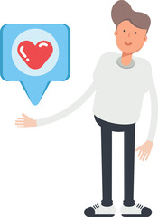 Boy Character and Heart Message
