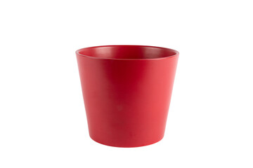 Red ceramic pot isolated no background cutout