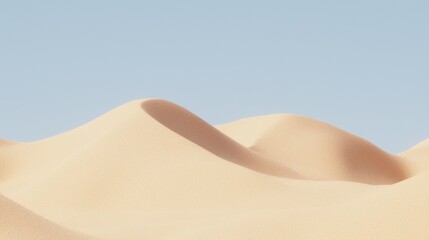 Calm and Serene Desert Dunes under a Bright Blue Sky - Minimalist Landscape Photography