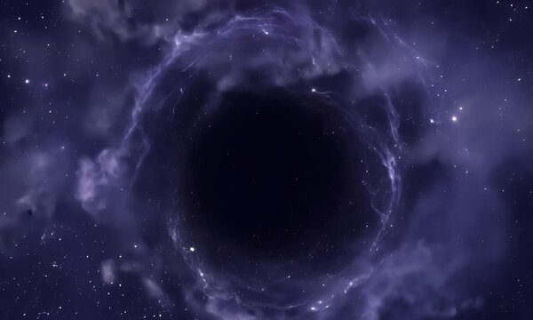 A dark nebula absorbing all light around it, creating an almost invisible void in deep space.