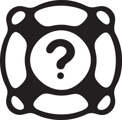 A black and white icon of a question mark. The design representing inquiry or the need for help. Best use for Logo, Business, Presentation, Website, App etc.