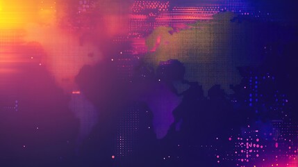 Fototapeta premium A digital rendering of the world map in a colorful, abstract style.