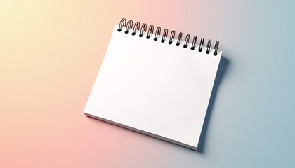 Mock up blank plain white notepad with spiral binding, isolated on a vibrant background